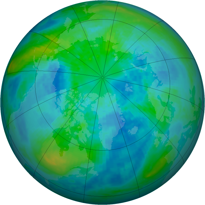 Arctic ozone map for 01 October 2003